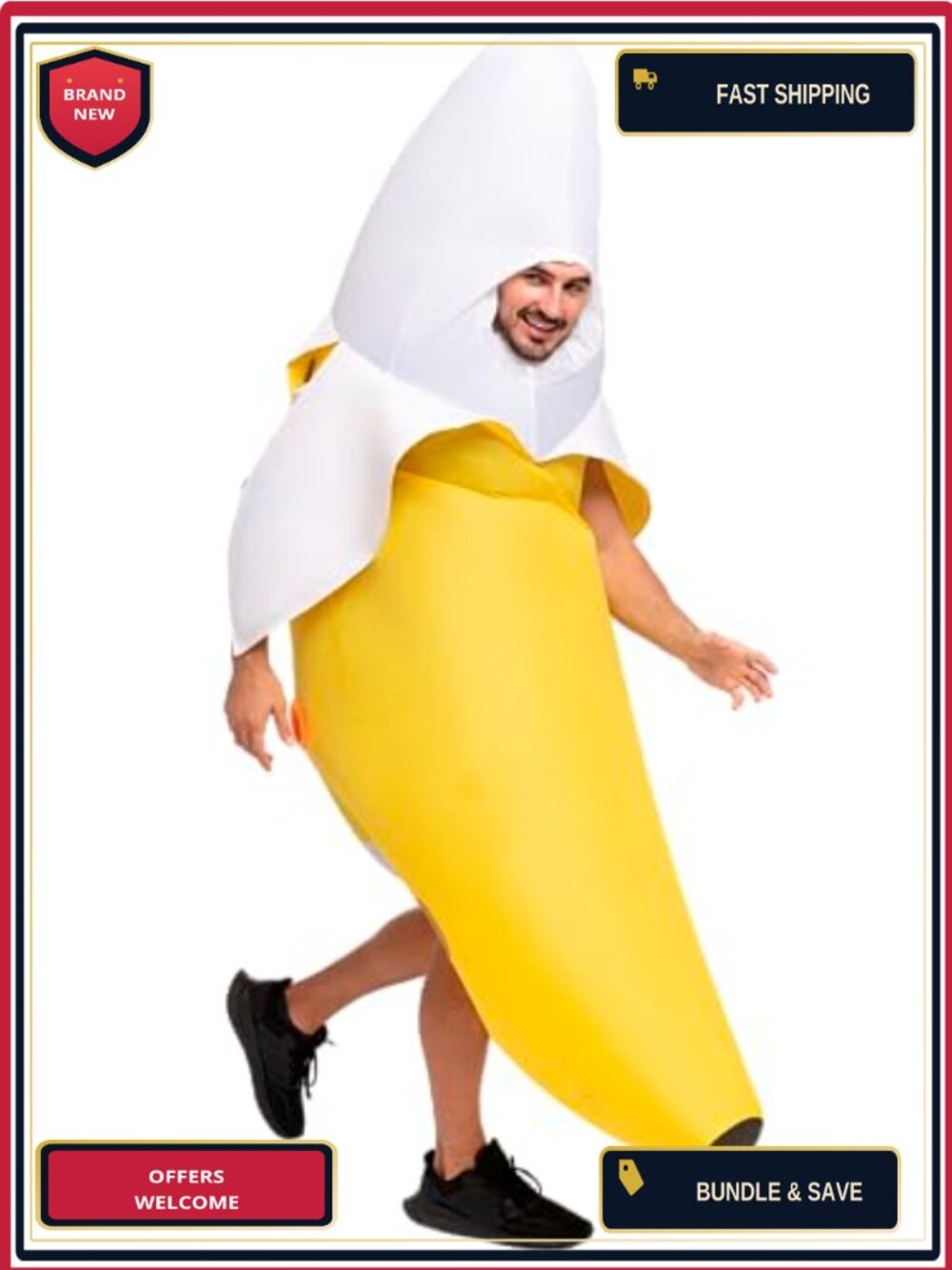 Adult Inflatable Banana Costume Full Body Blow Up Suit Halloween Party